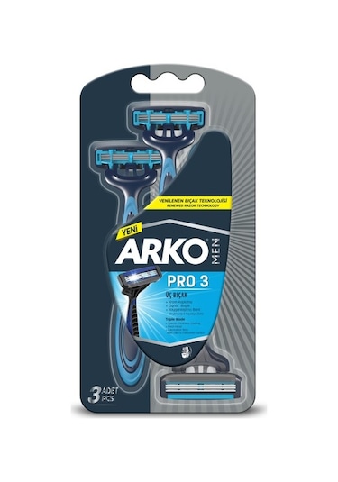 Arko Men T3 Pro3 Tıraş Bıçağı 3'lü + Cool Tıraş Köpüğü 200 ML