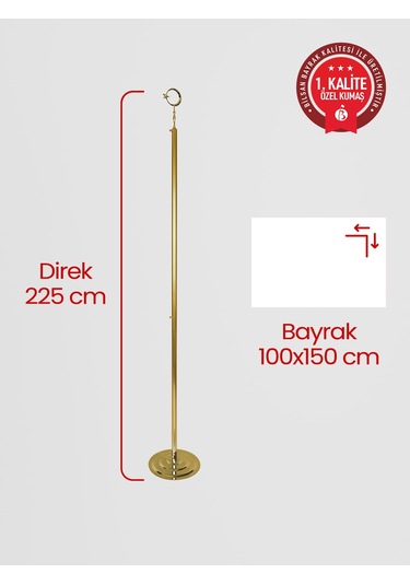 Sağlık Bakanlığı Makam Bayrağı - Saçaklı Gold Set 100 x 150 CM
