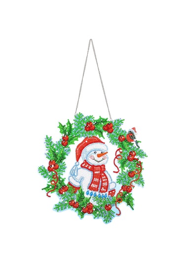 5d Elmas Boya Noel Dıy Yuvarlak Dekorasyon Çelenk Yeşil Kırmızı