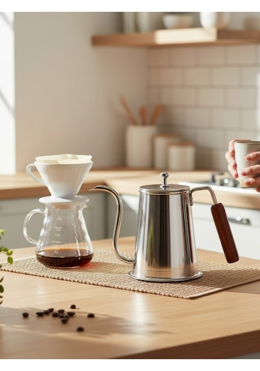 Moda Bakır Barista Bakır Demlik Nikel Gümüş