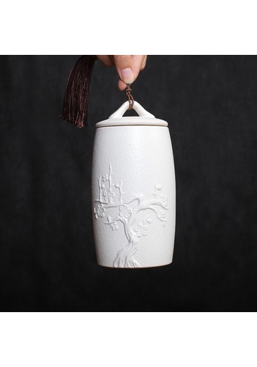 Sones Orkide Desenli Seramik Çay Kutuları Depolama Tankları Seramik Çay Takımı Çay Töreni Aksesuarları Siyah