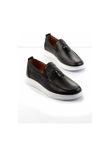 Siyah Hakiki Deri Erkek Casual Ayakkabı E01440101303 Siyah