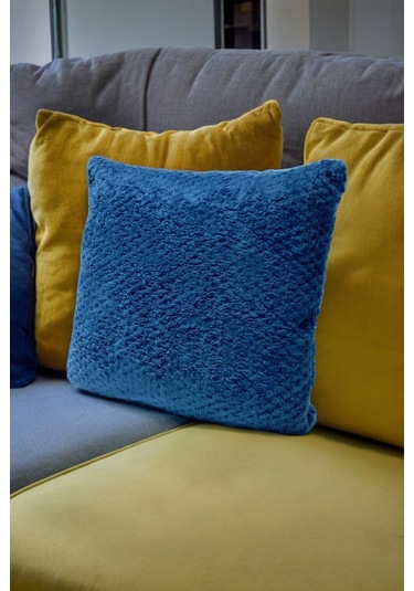 Bohem Dekoratif Yastık Kılıfı Kırlent Kılıfı 45x45 Cm Petrol Mavisi Otantik Desen