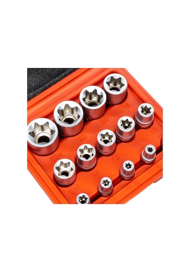 5589 1/2 3/8 1/4 Torx Lokma Anahtar Seti 14 Parça