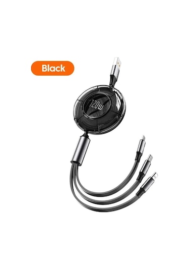 Opansten120w 3 İn 1 Usb Şarj Kablosu Mikro Usb Type C 6a Iphone Uyumlu Samsung Xiaomi İçin Hızlı Şarj Ve Veri Kablosublack1.2m