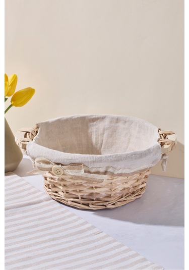 Salice Hasır Kulplu Ekmek Sepeti 25x10 Cm Bej Bej