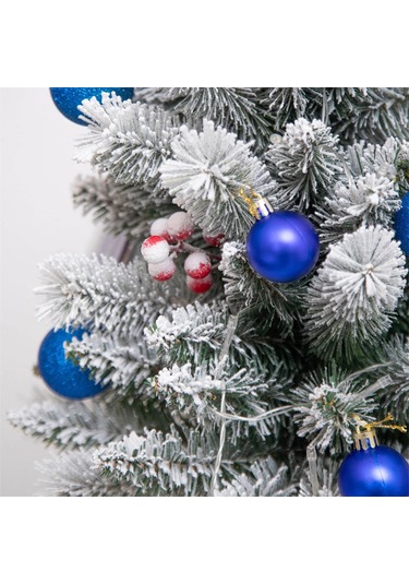 Yaozixa Bahçe İçin Elektrikli Kayın Ağacı - Mavi Kar Manzaralı, 8 Fonksiyonlu Isınma Işıkları Ve Su Geçirmez Pil Kutusu Tekli Paket