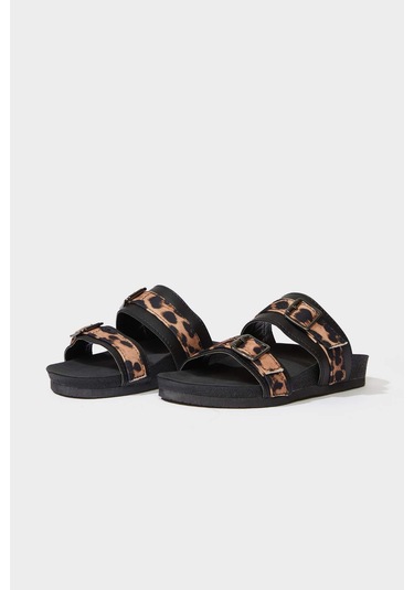 DeFacto Kız Çocuk Leopar Desenli Düz Taban Terlik E7809A825SMKR1 Çok Renkli