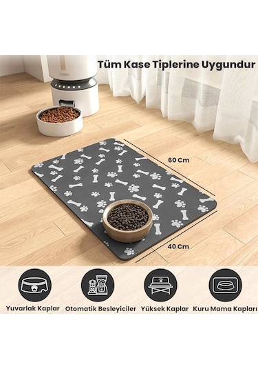 Matgo Pati Evcil Hayvan Besleme Matı Pati ve Kemikli Mama Paspası 60 x 40 CM