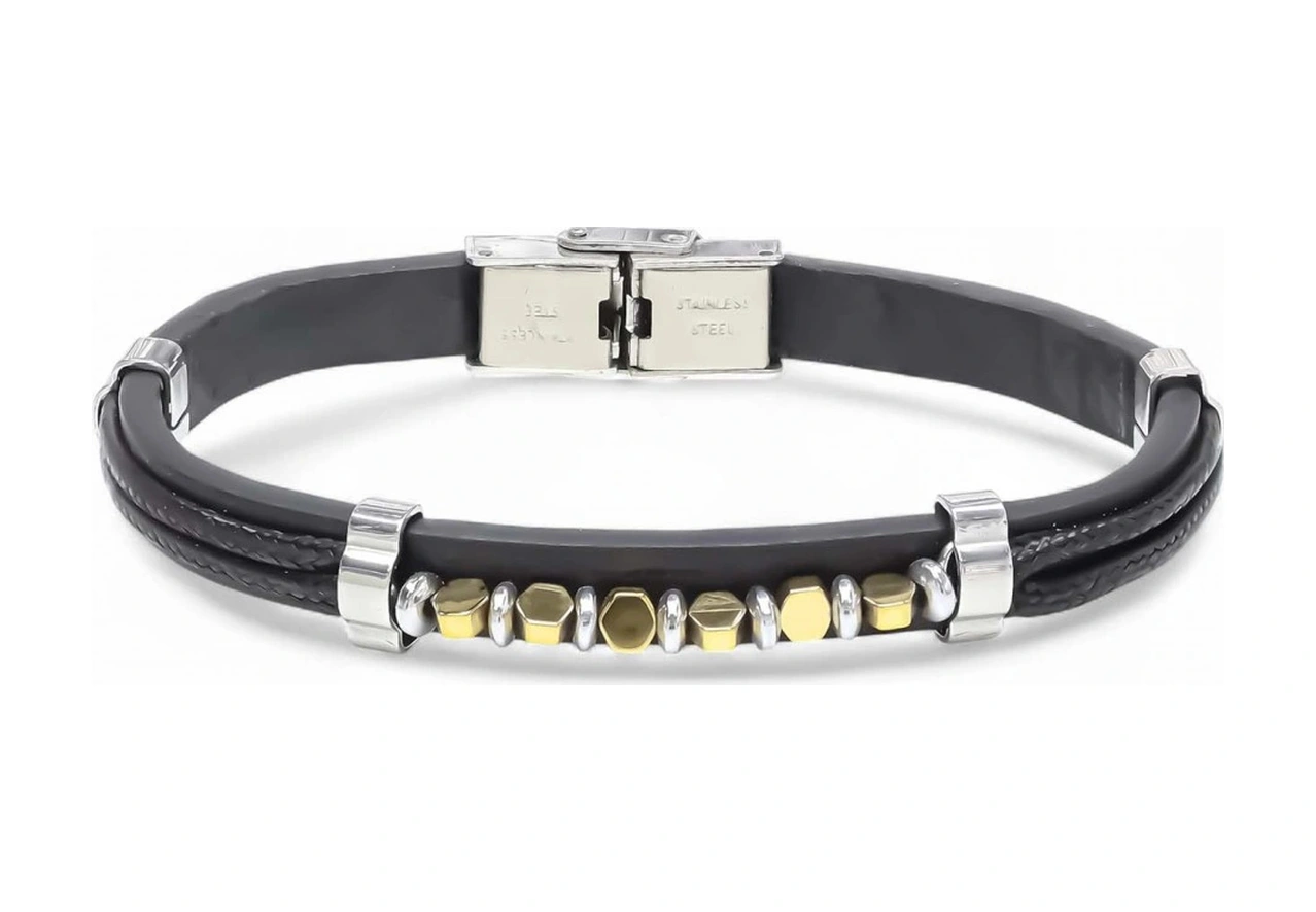 Moncuk Design Sarı Renk Hematit Taşlı Deri Bileklik 33511g6d2m Çok Renkli