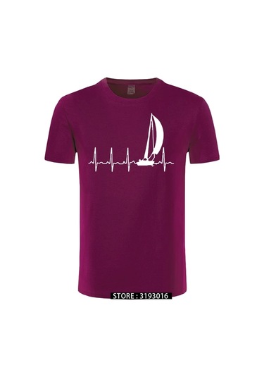 Cınessd Yelken Kalp Atışı Grafikli Yazlık %100 Pamuk Erkek Tshirtmavi Mavi