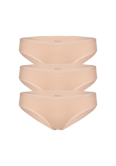Bsm 3'lü Kadın Ten Pamuklu Kaşkorse Bikini Külot Ten