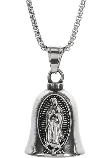 Conventions1 Vintage Dini Mary Bell Kolye Erkek Kolye Motosiklet Metalik Gri