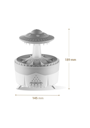 Ufo Su Damlası Aromaterapi Nemlendirici Masaüstü Uzaktan Kumandalı Difüzör, Fiş: Ab Fiş Beyaz