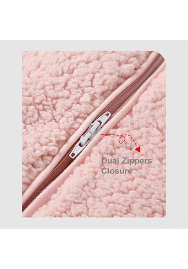 Yaozixa Bebek Kışlık Kalın Sherpa Ayırılmış Bacaklı Uyku Çantası, Çift Ritsme Ve Kapaklı, Pembe Pembe