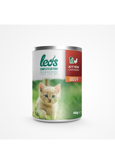 Leos Tavuk Parça Etli Soslu Konserve Yavru Kedi Maması  6 x 400 G