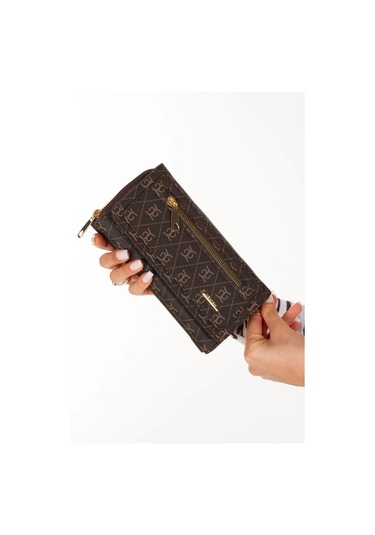 Tuldar Kadın Deri Desenli Telefon Kağıt Para Bölmeli Kartlık Ve Cüzdan Tul552 Kahverengi