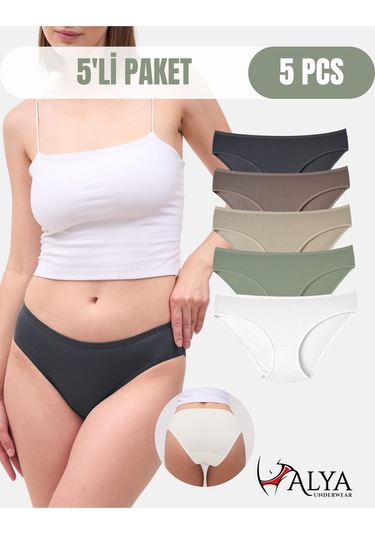 Alya Underwear Kadın Pamuklu Hipster - Slip Külot 5 Farklı Renk 1 Pakette P09