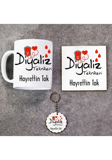 Diyaliz Teknikeri Hediye Seti Kupa Bardak+Altlık+Anahtarlık