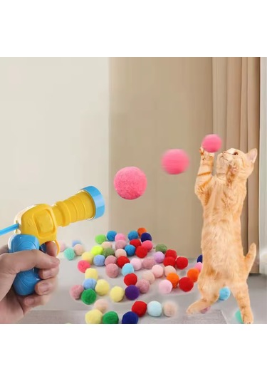 Tineke İnteraktif Kedi Oyun Tabancası 3 Adet Peluş Top