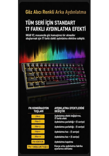 Nacodex Nk68v2 Hot Swap Kablolu Mekanik Oyun Klavyesi- Red Switch-bilek Askılı