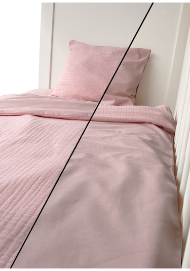 %100 Pamuk Muslin-akfil Bebek Nevresim Takımı Çift Yönlü Pembe