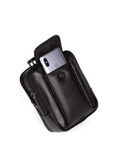 Tuldar Erkek Mekanizmalı Cüzdan Ve Deri Çelik Kasalı Kapaklı Omuz Ve El Çantası 15x19cm Tul293 Koyu Kahverengi