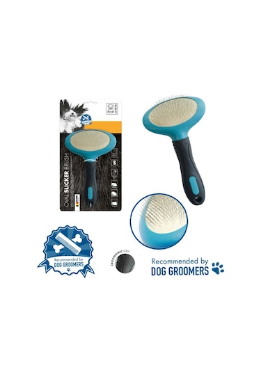 M-Pets İnce Telli Oval Kedi Köpek Fırçası Siyah Small