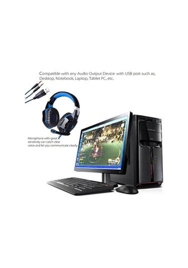 Fastbuy G2000 Oyuncu Kulaklığı - 50mm Sürücü, Deri Kaplı, Led Işık, Mikrofonlu, Usb+3.5mm, Düşük Frekans, Uzun Konfor