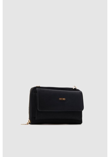 Siyah Çapraz Telefon Bölmeli Bayan Cüzdan - Ol-2046 Siyah