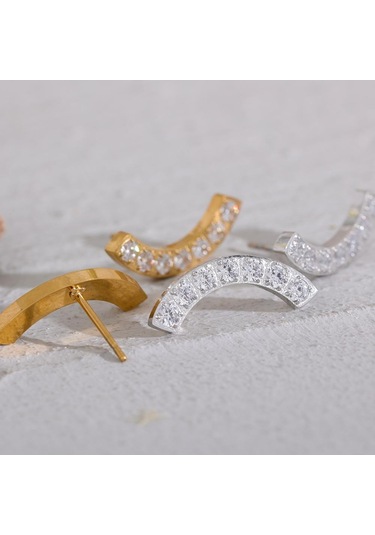 Altın Eetit Narin Parlak Kübik Zirkonya Paslanmaz Çelik Moda Saplama Küpe Minimalist 18k Pvd Kaplama Unisex Takı Erkek Kadın