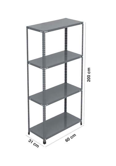 Uzmangrupraf Uzman Grup Raf Çelik Raf-4 Raflı 2Metre 31X60 Çelik Raf-Depo Rafı