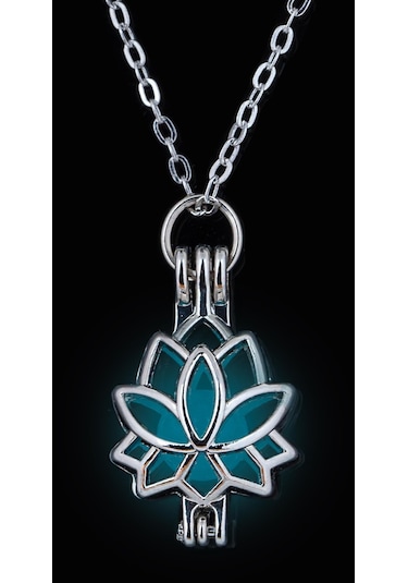 Karanlıkta Parlayan Mavi Lotus Çiçek Kolye Bbk34 Altın