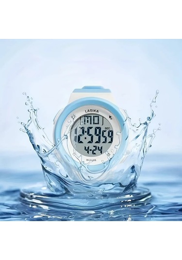 Primepickings Siyah Çocuklar İçin Dijital Alarmlı Su Geçirmez Öğrenci Saati Siyah