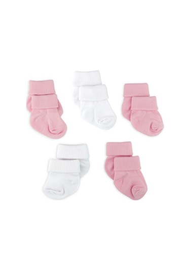 Novibaby 5'li Bambu Yenidoğan Bebek Çorap I Pinky I 0-6 ay "Karışık Renkli"