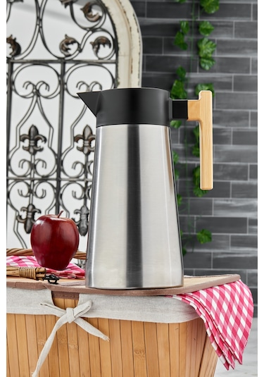 Cooker Bamboopour 2 Litre Paslanmaz Çelik Bambu Saplı Çelik Termos Ckr2094 Diğer