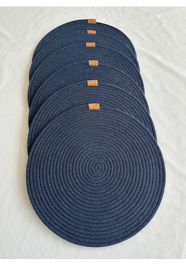 Yuvarlak Amerikan Servis Sofra Altlığı, Masa Dekoru Supla 33x33 6lı Lacivert