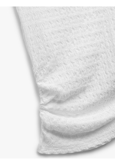 Koton Tek Omuz Detaylı Dokulu Asimetrik Yaka Drapeli Kolsuz Tişört Ekru 5sal30148ık Ekru