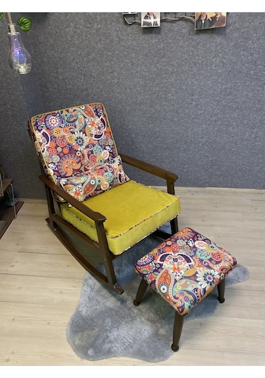 Asedia Asedia Iskandinav Kestane Ceviz Sarı Retro Sallanan Bahçe Koltuğu Sarı