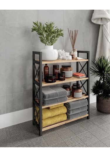 Dekoratif Banyo Rafı Peçete Havlu Aksesuar Siyah