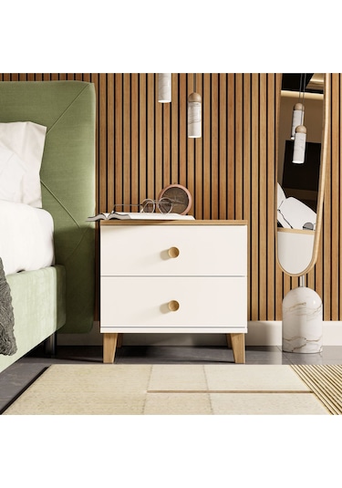 3680 Vento 2 Çekmeceli Komodin Sepet-beyaz