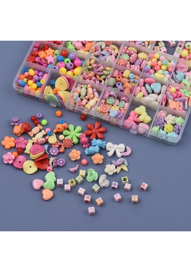 Vkemall 01 Çok Renkli Delikli Plastik Boncuk Seti - Kolye Ve Bilezik Dıy Takı Malzemesi Diğer