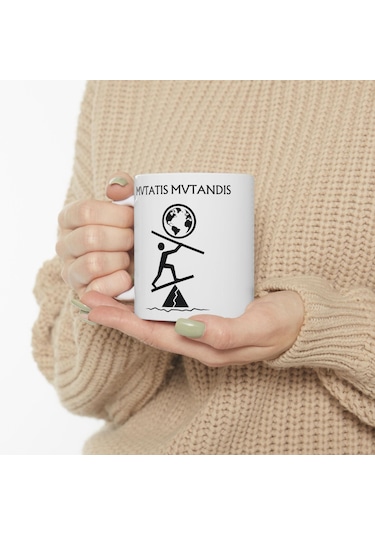Mutatis Mutandis Kupa Bardak Değişimi Ve Uyumu Yansıtan Felsefi Tasarım Hediyesi Beyaz