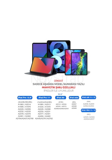 Novstrap  İpad Pro 12.9 2/3/4/5/6 Nesil İle Uyumlu Dokunmatik Tablet Kalemi 2. Nesil Smart Pencil Stylus Manyetik Şarj Avuç İçi Reddi