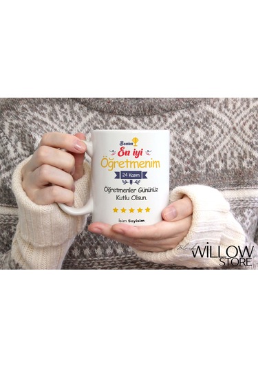 Öğretmenler Günü Temalı Kişiye Özel Seramik Kupa Bardak Beyaz