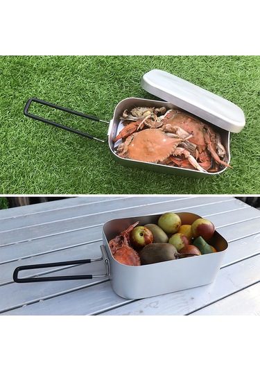Ximistore9 Outdoor Çadır Yemeği Seti: Alüminyum Kapaklı Mida + Isıtıcı Tepsi + Gerginleştirici Sepet, Hızlı Isıtma, Taşınabilir 3'lü Kombinasyon Çok Renkli