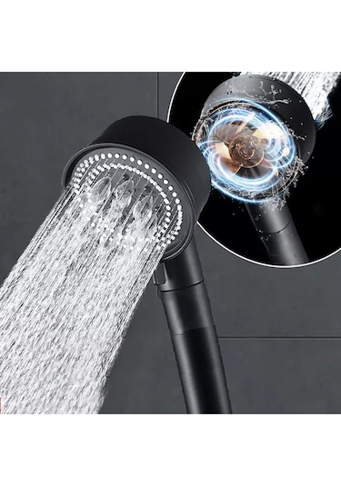 Darun 5 Fonksiyonlu Siyah Duş Başlığı El Duşu - 10542041847 Siyah