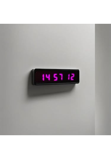 Dijital Led Duvar Ve Masa Saati - Mor Kasa Ölçüsü: 16x40 Cm