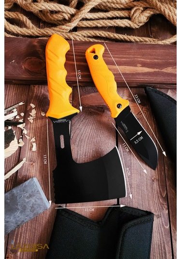 Outdoor Balta Bıçak 2li Set Kamp Baltası Bıçağı Nacak Budama Baltası