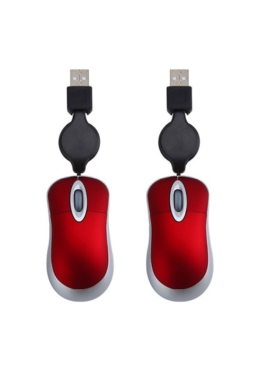 Castleofangels 2x Mini Usb Kablolu Fare Geri Çekilebilir Kablo Minik Küçük Fare 1600 Dpı Optik Kompakt S